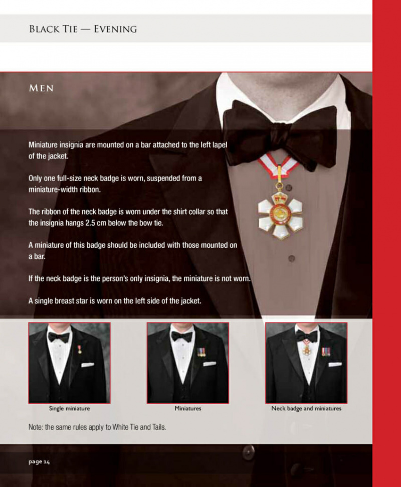 Instructions canadiennes pour porter des médailles avec une cravate noire