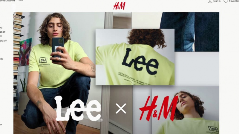 Page Web de la collaboration entre Lee et H&M
