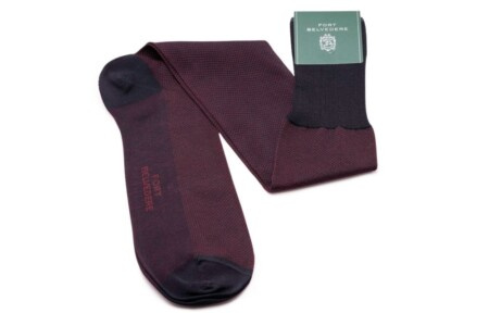 Midnight Blue and Burgundy Two Tone Solid Oxford Socks Fil d