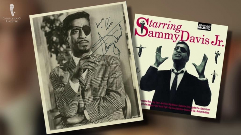 Sammy Davis Jr. portait en toute confiance son cache-œil sur la couverture de son album qui a attiré l