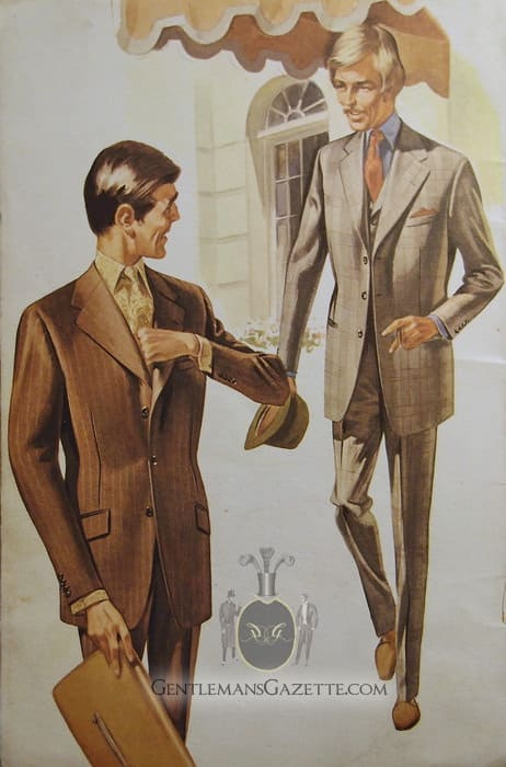 Hnědý a šedý oblek ve stylu 60. let