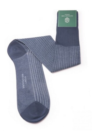 Stínové pruhované žebrované ponožky šedé a pruské modré Fil d