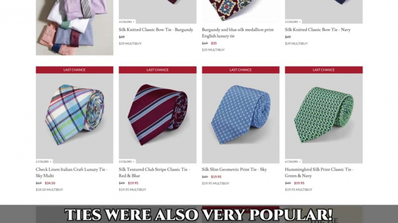 Les acheteurs sont également favorables à leurs cravates lisses et grenadines.