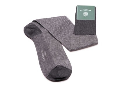Charcoal Grey Melange Two Tone Solid Oxford Chaussettes Fil d