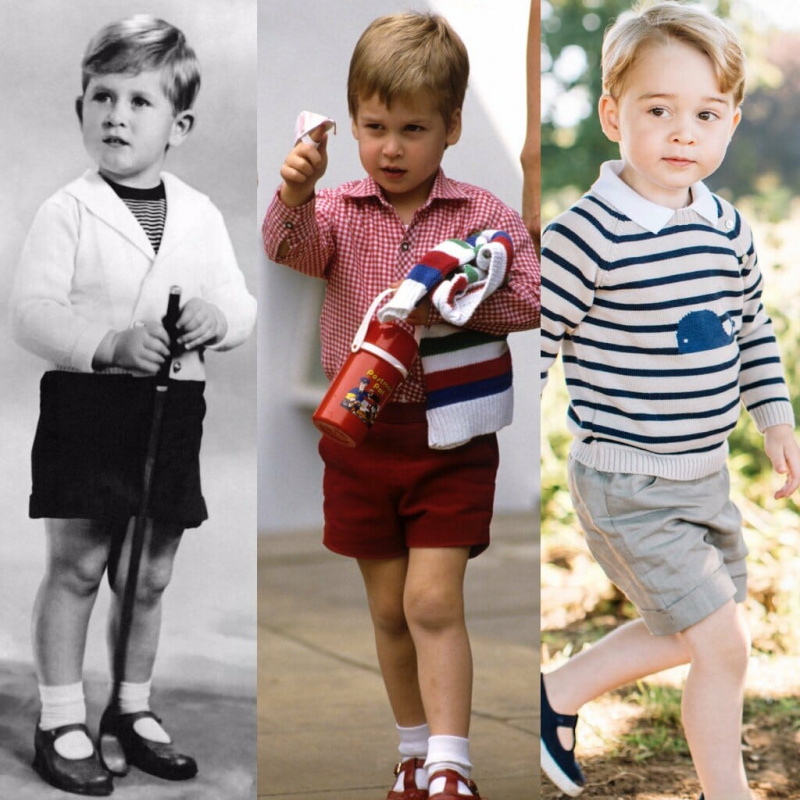 Trois générations de princes britanniques en short traditionnel