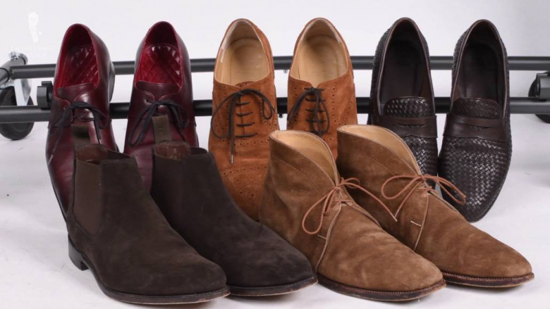 collection de chaussures - Daims, mocassins, bottines, richelieus
