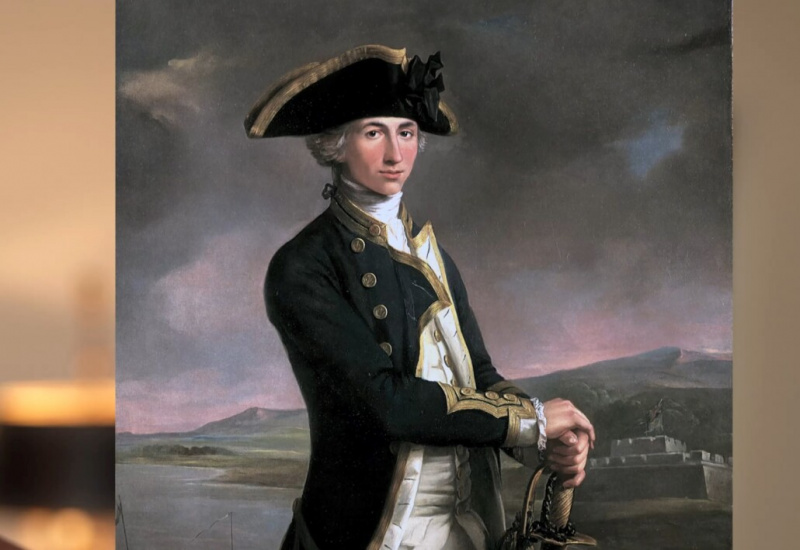 Une peinture de Lord Nelson, 18 ans, portant un uniforme qui montre les boutons de manchette en place