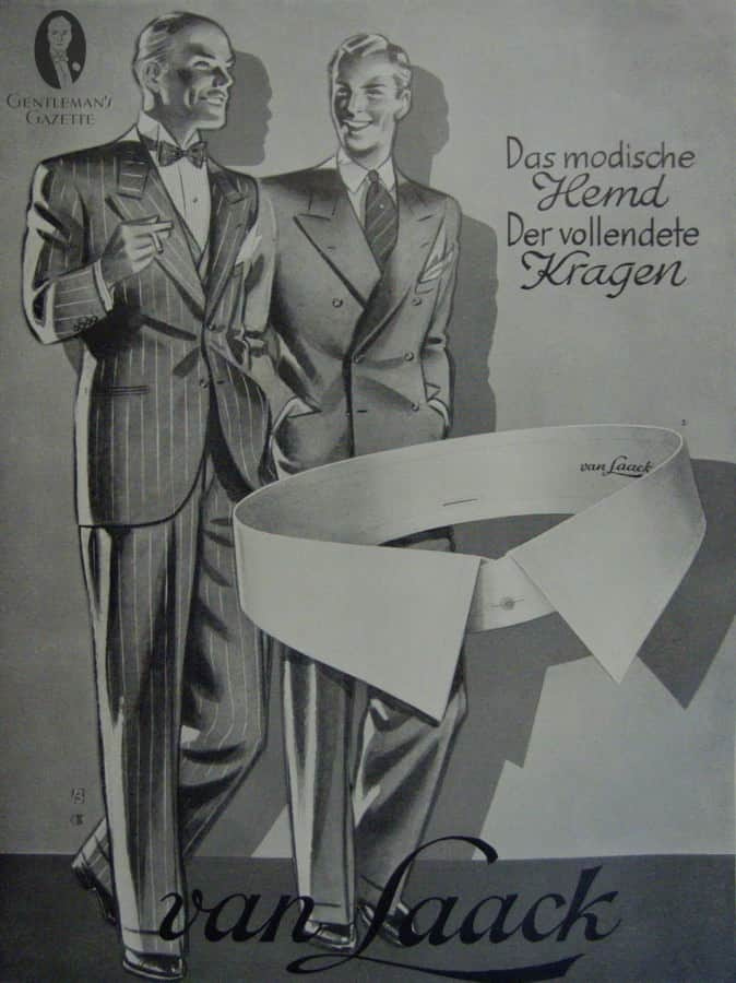 Van Laack marškinių apykaklės reklama nuo 1937 m. vasario mėn