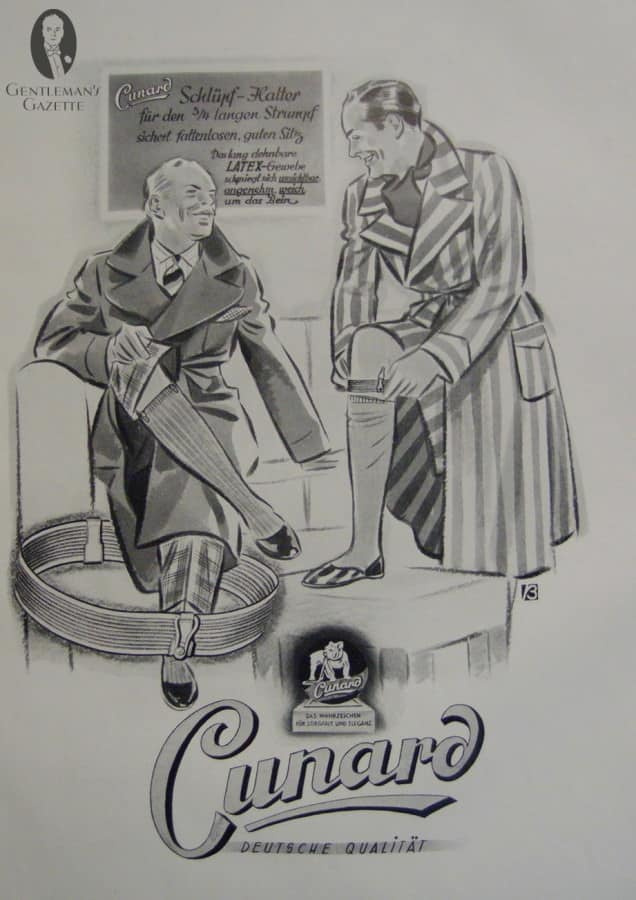 Cunard Ad na podvazky na ponožky z roku 1937