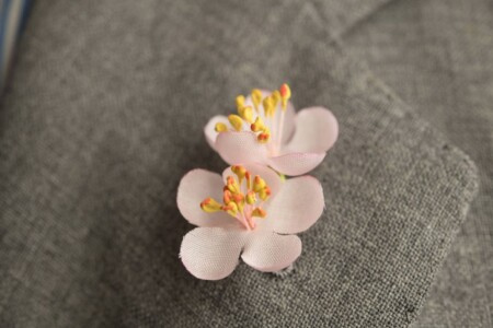 Pink White Cherry Blossom Boutonniere Lapel Flower