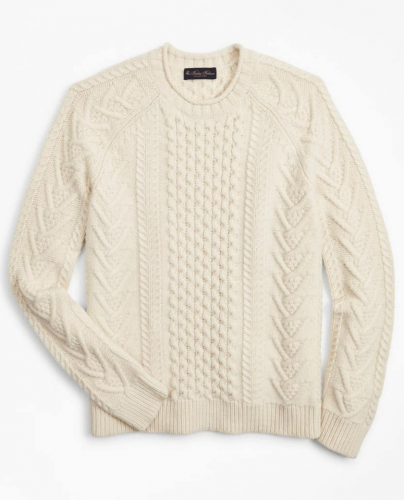 Suéter de pescador de lã merino Brooks Brothers
