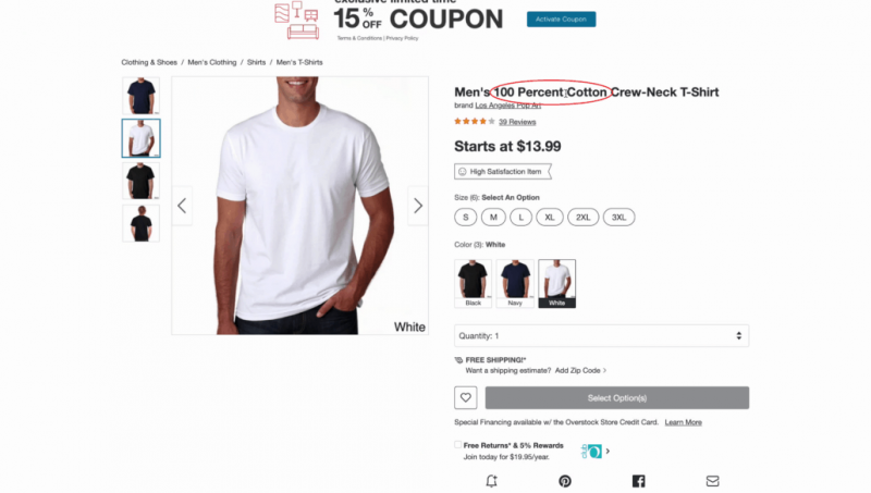 T-shirt blanc 100% coton