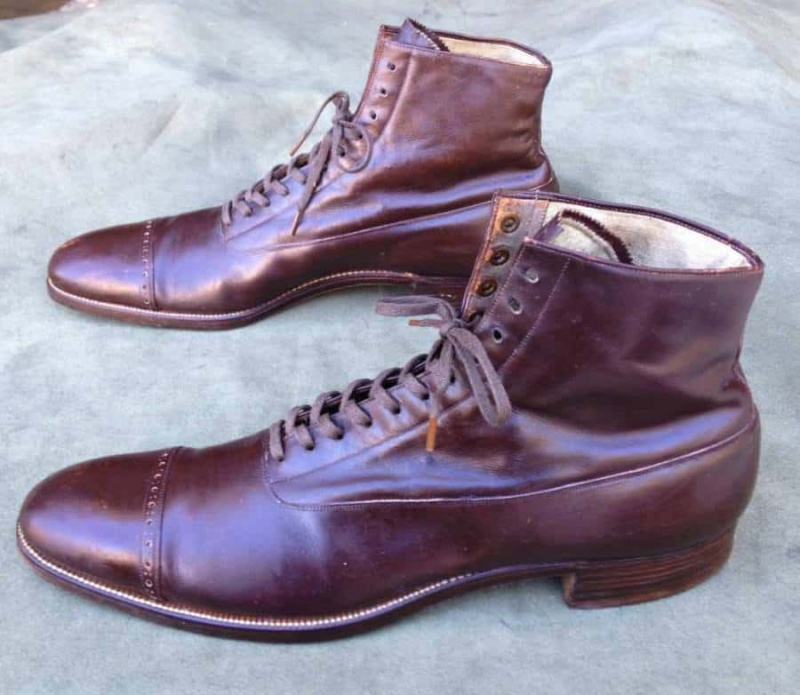 Boots Balmoral vintage en cuir marron