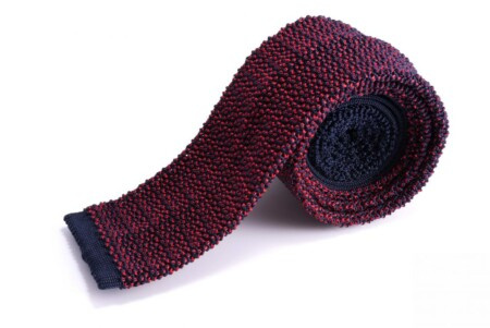 Двобојна плетена кравата у црвеној и тамноплавој свили - Форт Белведере