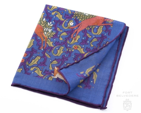 Bolso de lã de seda azul médio com motivos de caça - Fort Belvedere