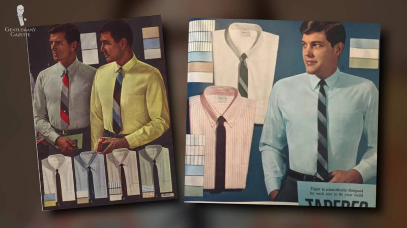 Les chemises étaient encore plus conservatrices dans des couleurs pastel.