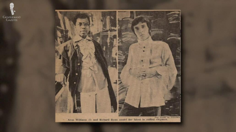 Dois jovens vestindo roupas de inspiração vitoriana.