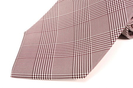 Свилена кравата принца од Велса Глен у боји бордо и беле боје