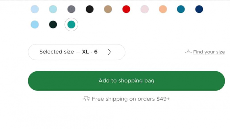 Una captura de pantalla de la compra de una camisa Lacoste en línea.