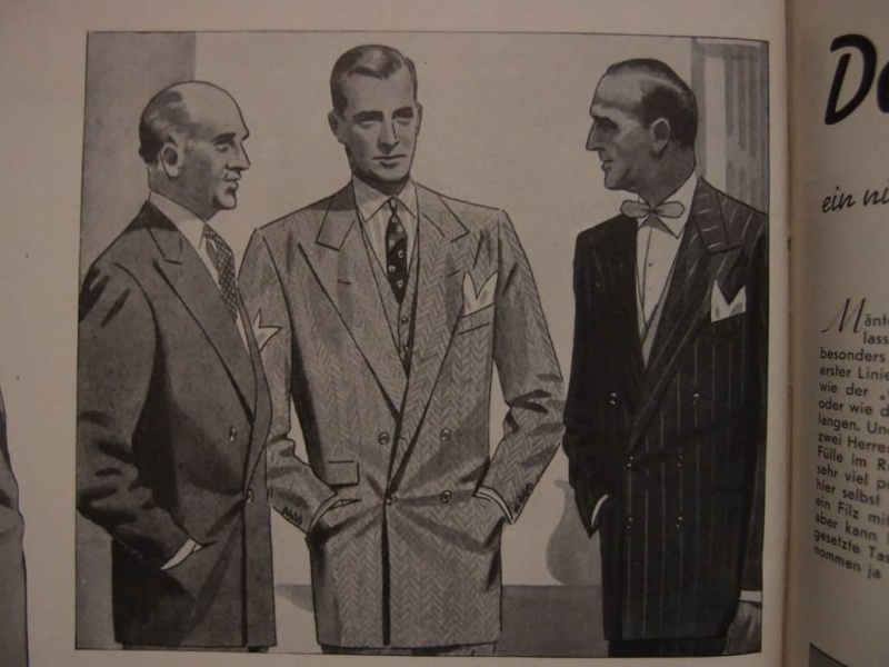 Une illustration de messieurs portant des costumes en 1940