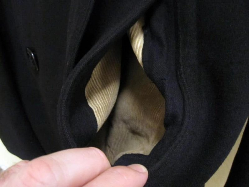 Doublure de poche en velours côtelé marron moyen en caban de la Seconde Guerre mondiale