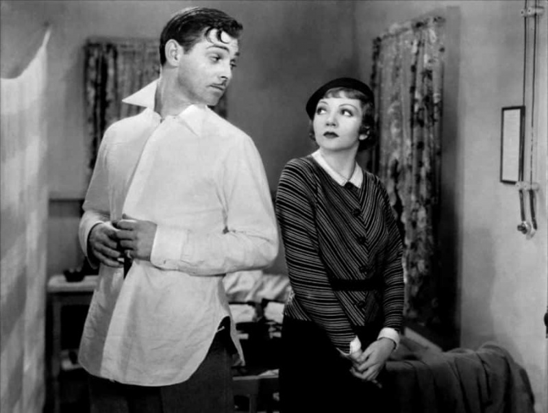 Кларк Гејбл у филму Догодило се једне ноћи без и поткошуље 1934