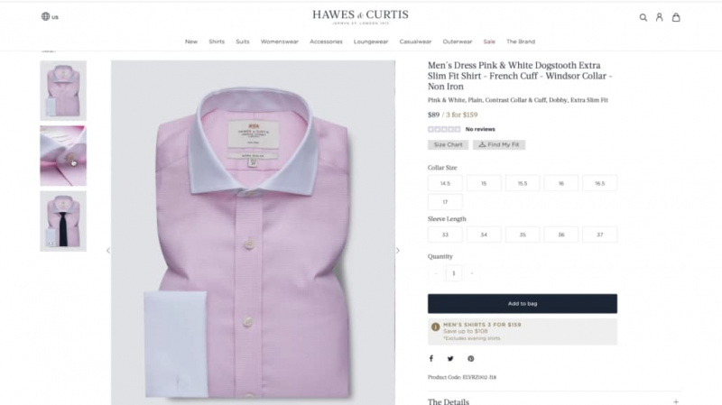 Une chemise Winchester rose de Hawes et Curtis