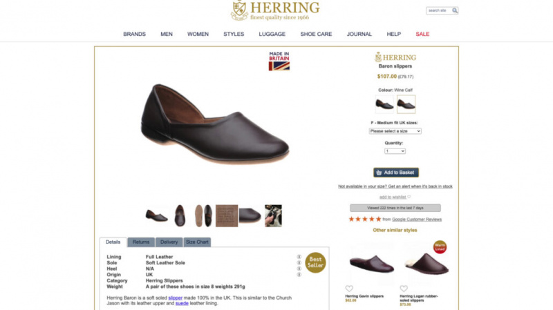Pantofle Baron Grecian od Herring Shoes