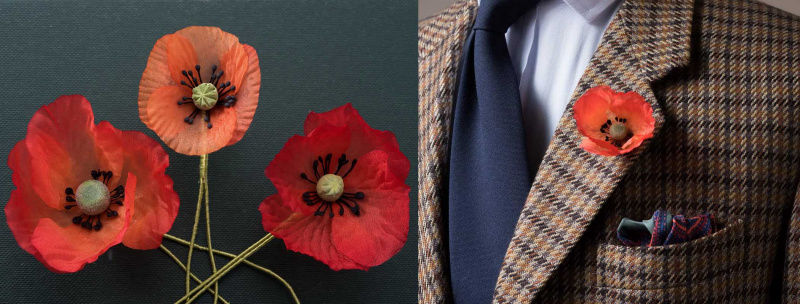 Red Poppy Boutonnieres pro Den památky, Den veteránů a Den obětí války