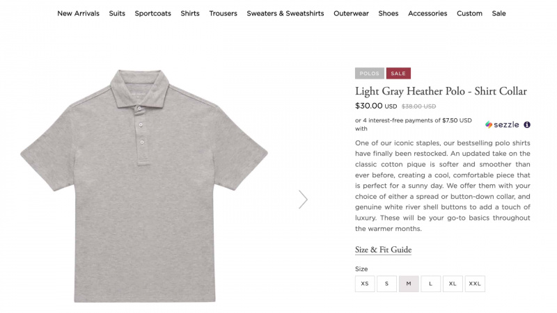 Neformální košile Spier & Mackay’s mají velikosti malé, střední, velké atd.