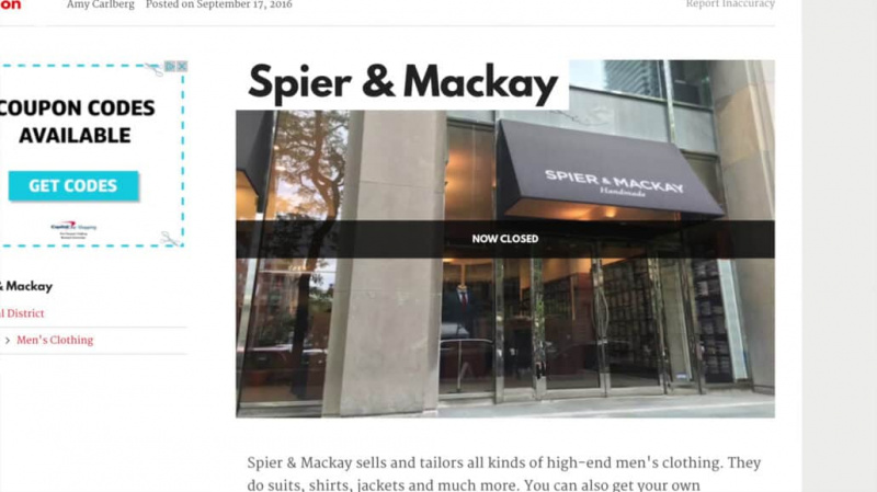 A antiga loja principal da Spier & Mackay; agora eles se concentraram no modelo de vendas online.