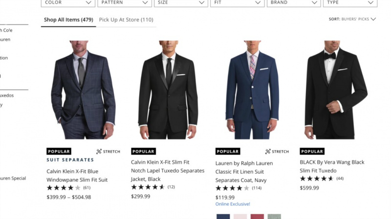 Široká nabídka pánských obleků za více než 100 $
