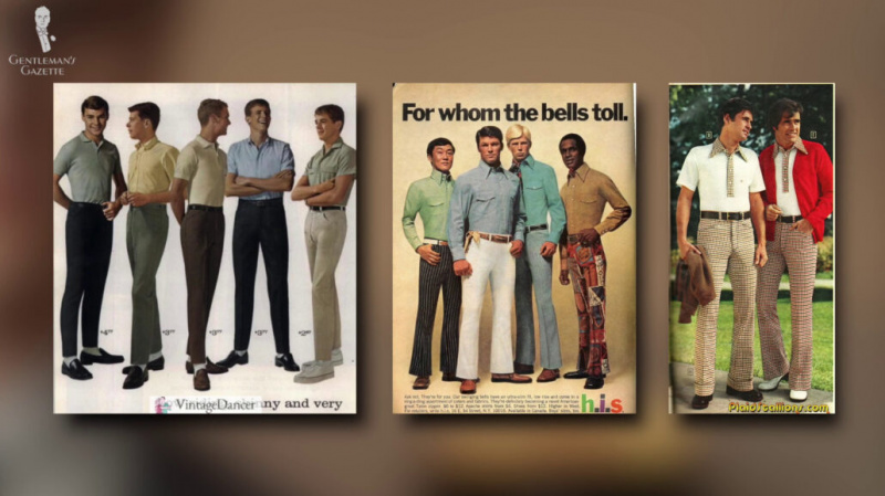 Ohuemmat, litteät housut palasivat muotiin 1970-luvulla.