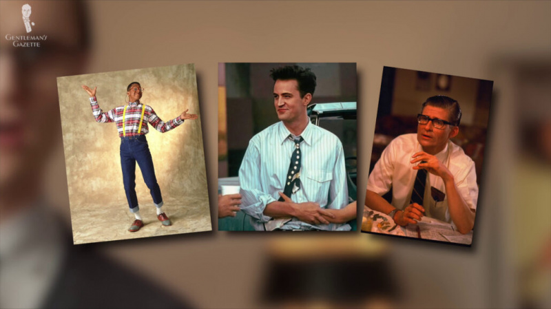 Les choix de costumes pour les personnages de films et de télévision comme Steve Urkel, Chandler Bing et George McFly sont destinés à souligner leur