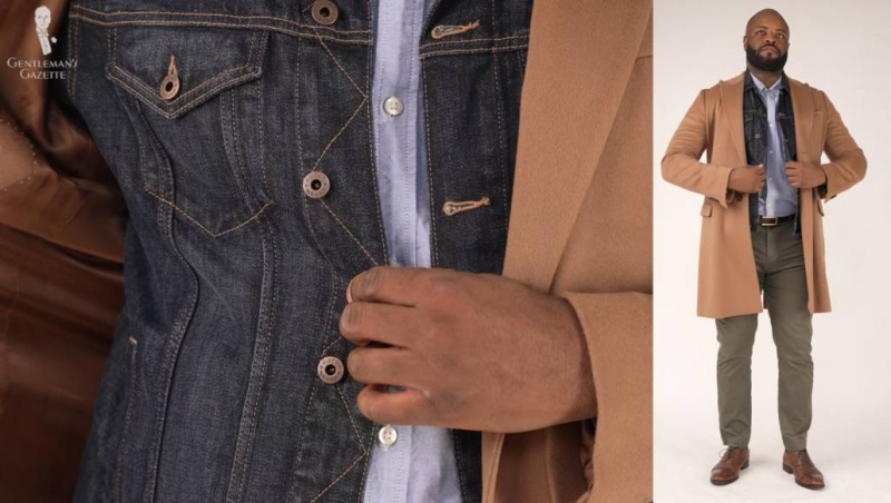 Кајл облачи своју тексас јакну као средњи слој између ОДБЦ кошуље и капута, у комбинацији са фланелским панталонама и браон ципелама.