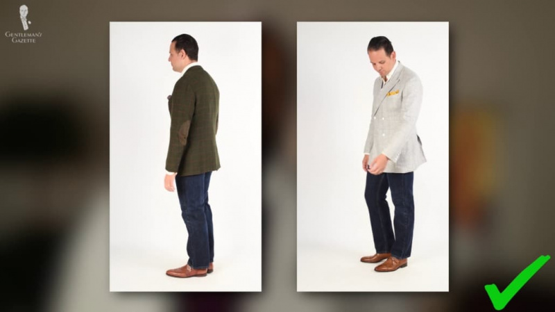 Raphael vypadá elegantně v těchto sportovních kabátech, džínových džínách a společenské obuvi.