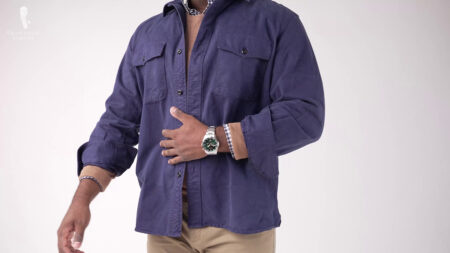 Um algodão mais pesado e resistente é ideal para overshirts.