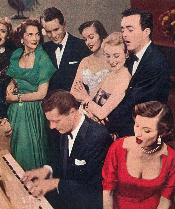 Een diner met zwarte stropdas, c. 1952.