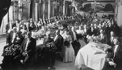 1907 formální večeře v King Edward Hotel Toronto.