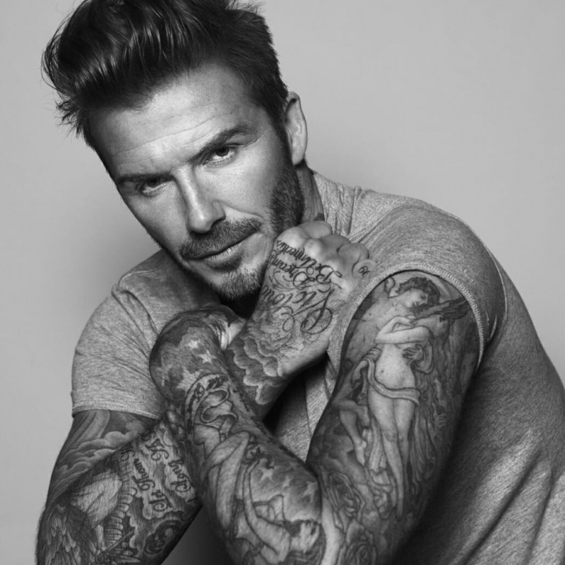David Beckham avec un tatouage sur toute la manche