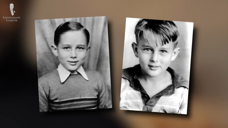 Deux photos de James Dean en tant que jeune garçon.