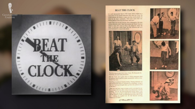 James Dean pracuje jako tester kaskadérů na Beat the Clock.