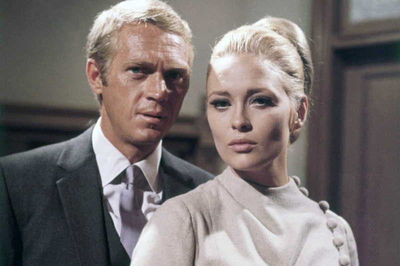 Steve McQueen e Faye Dunaway no set de The Thomas Crown Affair
