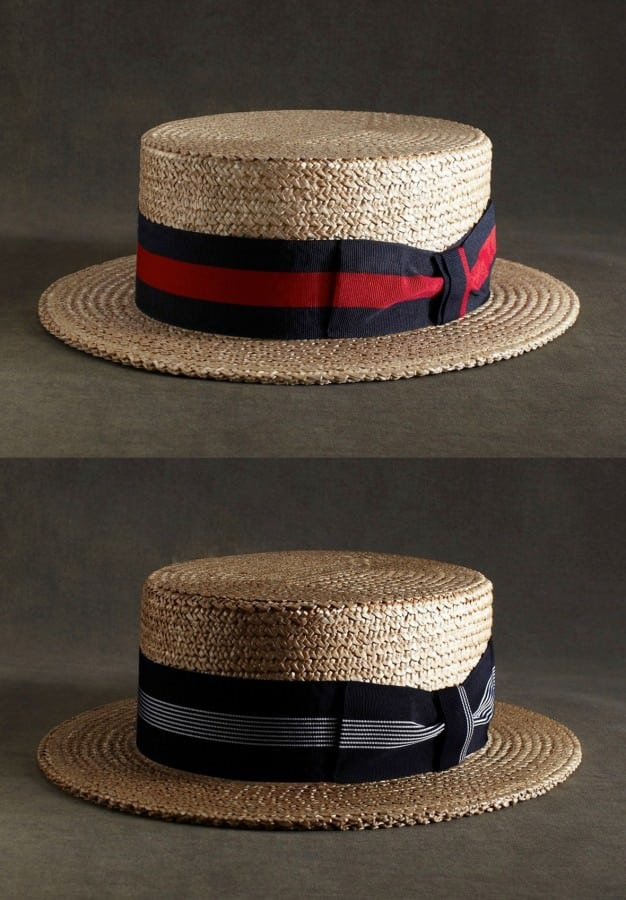 Chapéus de palha Boater com duas fitas