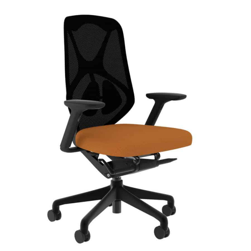 Een ergonomische stoel opnieuw gestoffeerd voor een nieuwe look