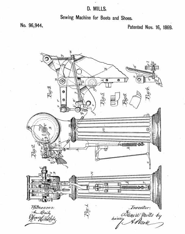 A parte ilustrada do pedido de patente para a máquina Goodyear Welting.