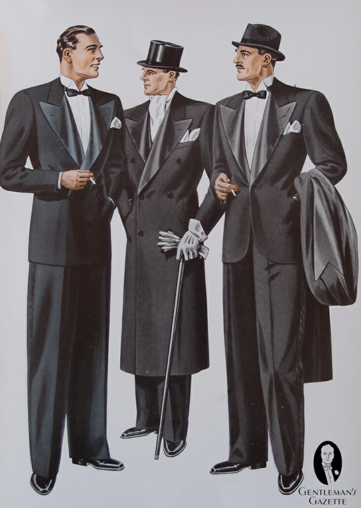 London UK Black Tie Style Winter 1939 - notez le galon de soie sur le pantalon