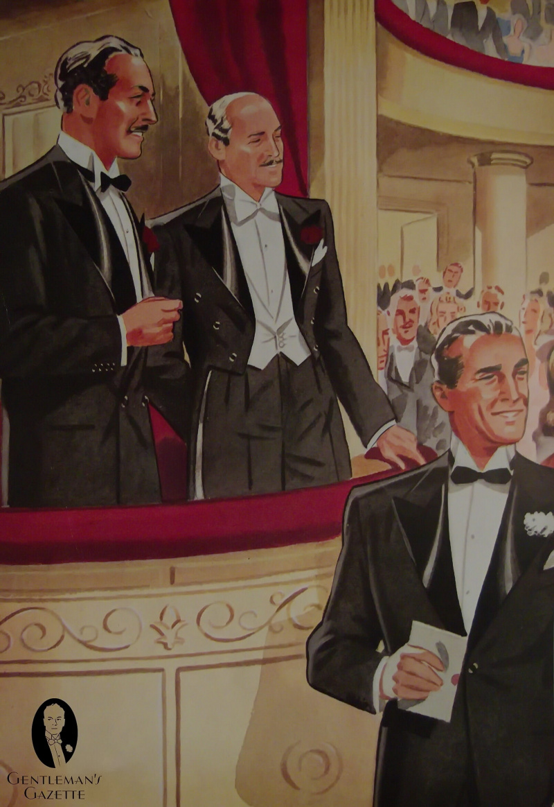 Messieurs dans les années 1940 dans leurs tenues de soirée formelles