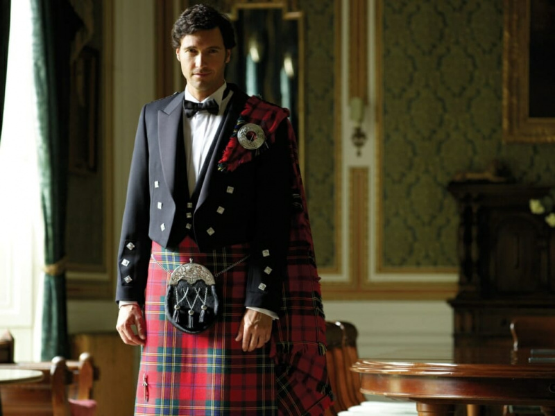 Vestido Scottish Highland com kilt e vestido sporan