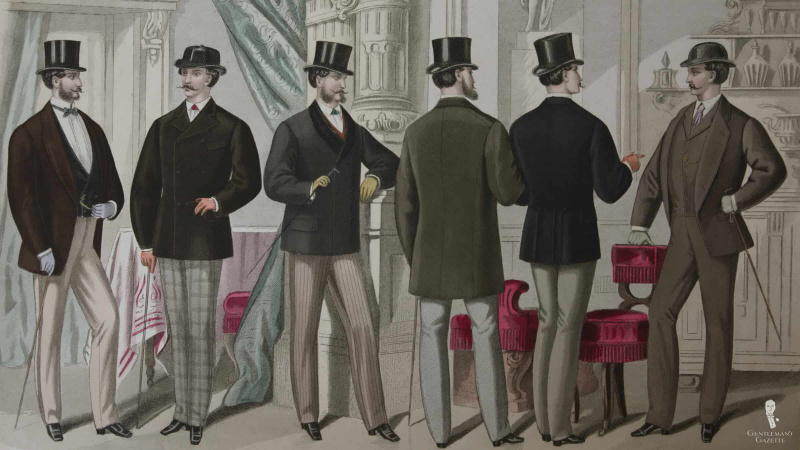 初期のビクトリア朝の紳士服: 1840 年代から 1880 年代にかけて黒が優勢